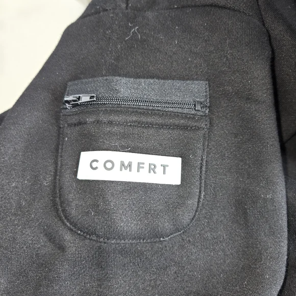 NEW COMFRT Black Sleeve Hoodie with Zipper Pocket. - Picture 5 of 9